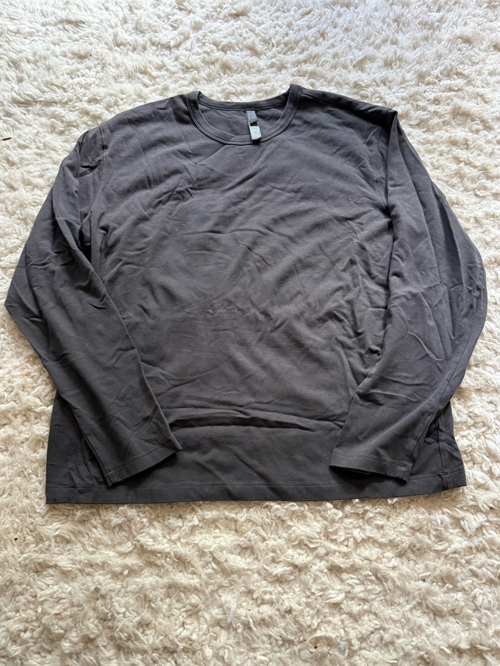 Skims Men's Long-Sleeve Crew Neck Shirt - Charcoal